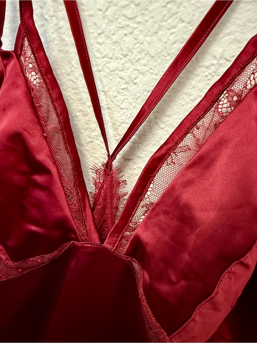 Gilligan & O'Malley Wine Satin Lace Chemise - Picture 2 of 6